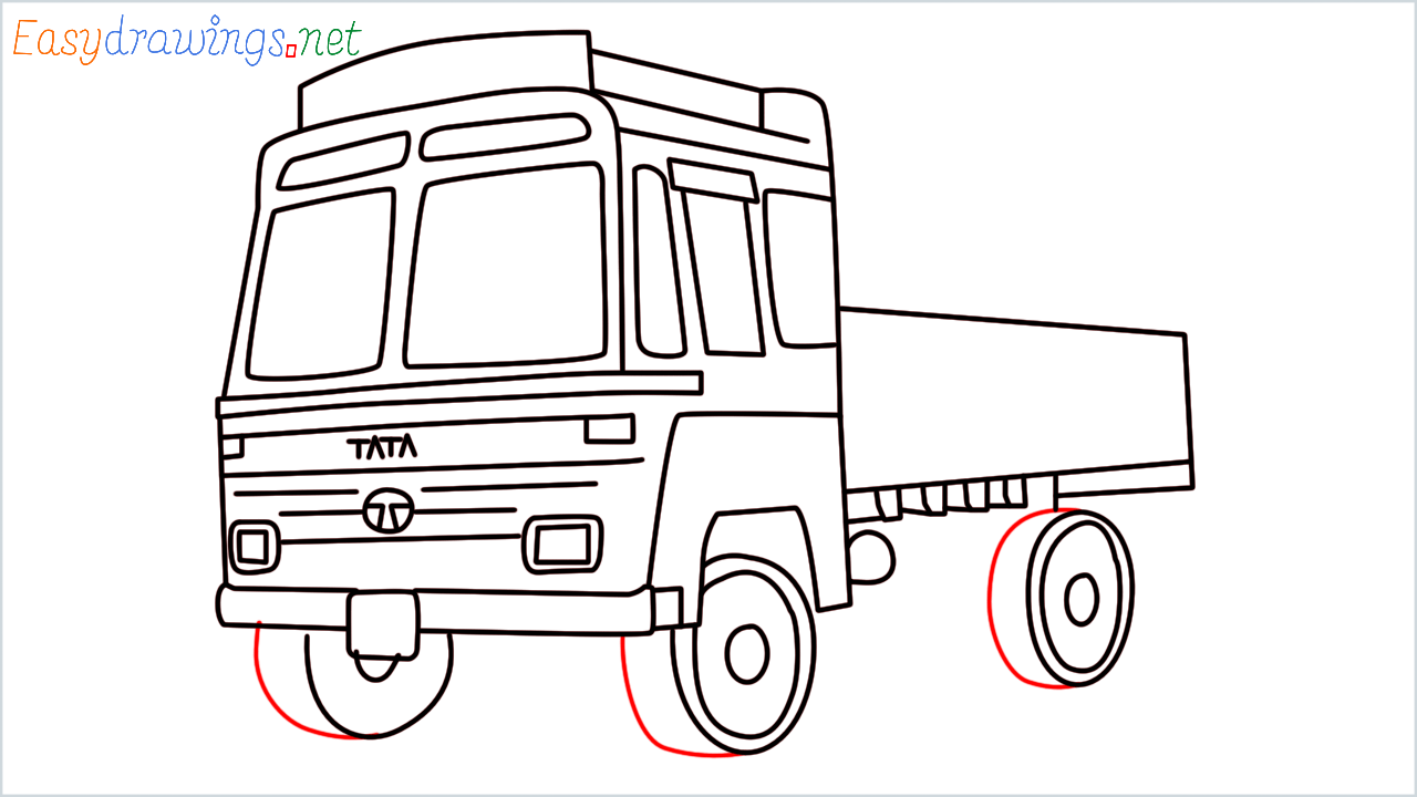 How to draw TATA 1612 Turbo truck step (17)