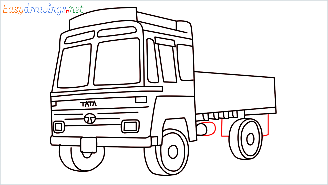 How to draw TATA 1612 Turbo truck step (18)