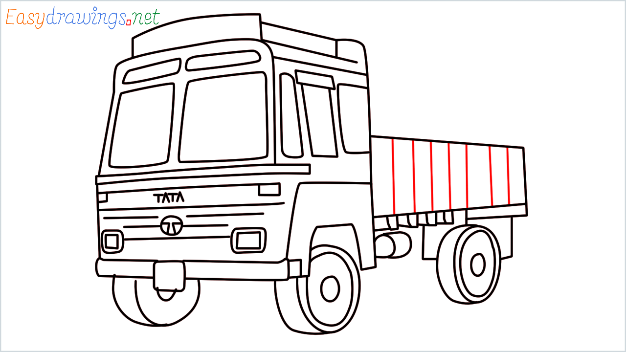 How to draw TATA 1612 Turbo truck step (19)
