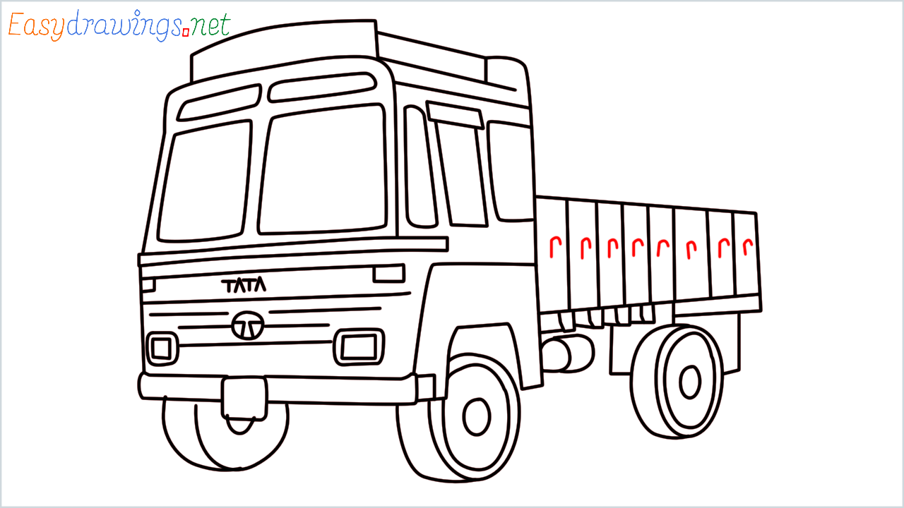 How to draw TATA 1612 Turbo truck step (20)