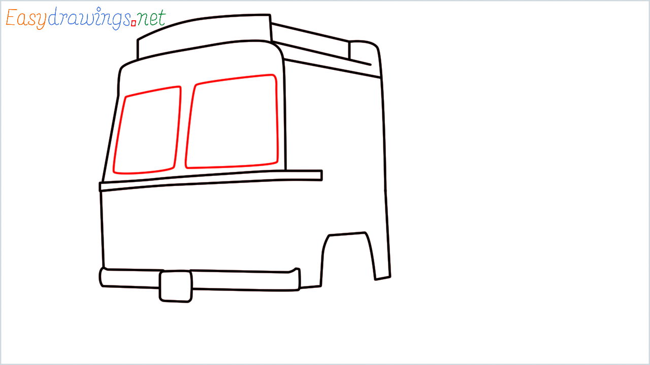 How to draw TATA 1612 Turbo truck step (6)