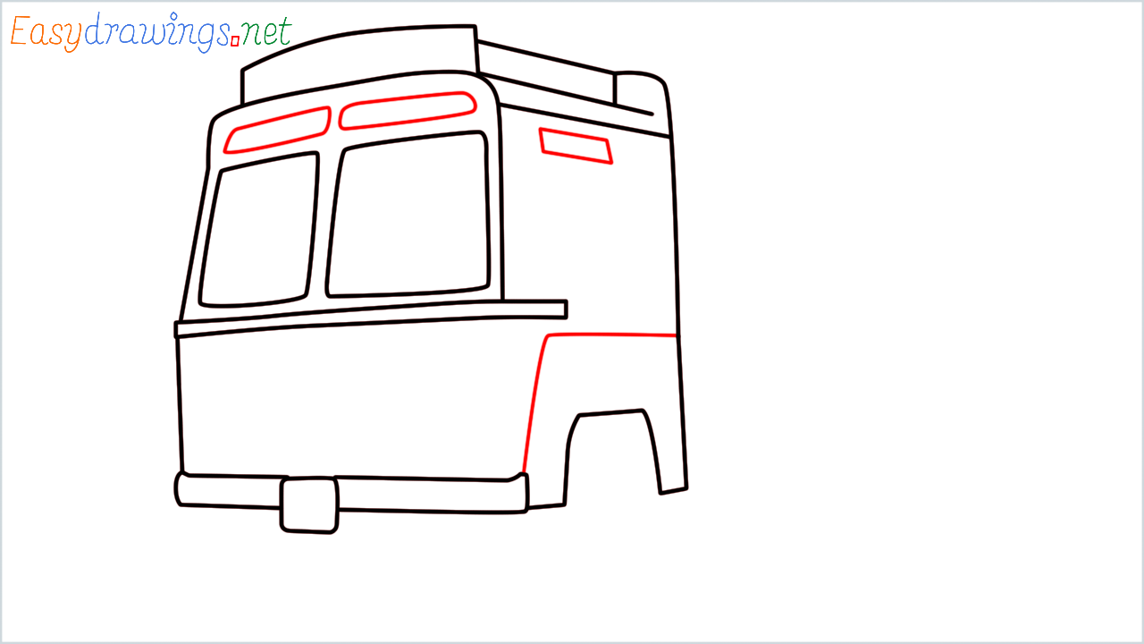 How to draw TATA 1612 Turbo truck step (7)