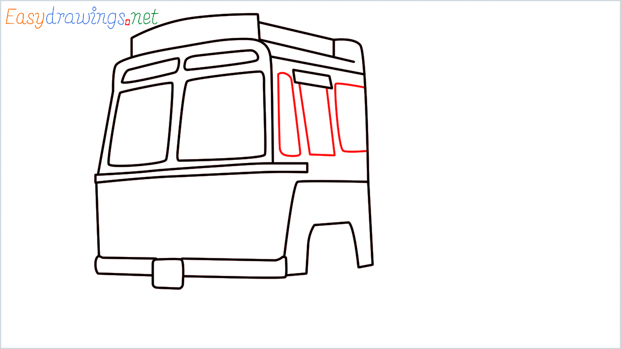 How to draw TATA 1612 Turbo truck step (8)