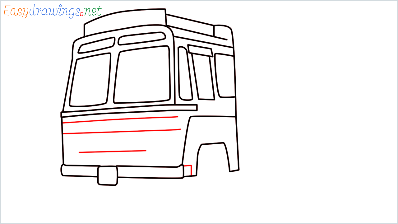 How to draw TATA 1612 Turbo truck step (9)