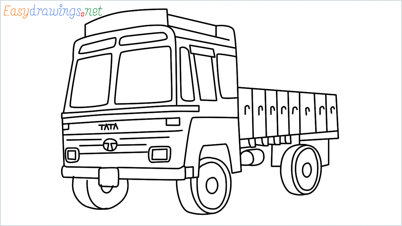 How to draw TATA 1612 Turbo truck step by step for beginners