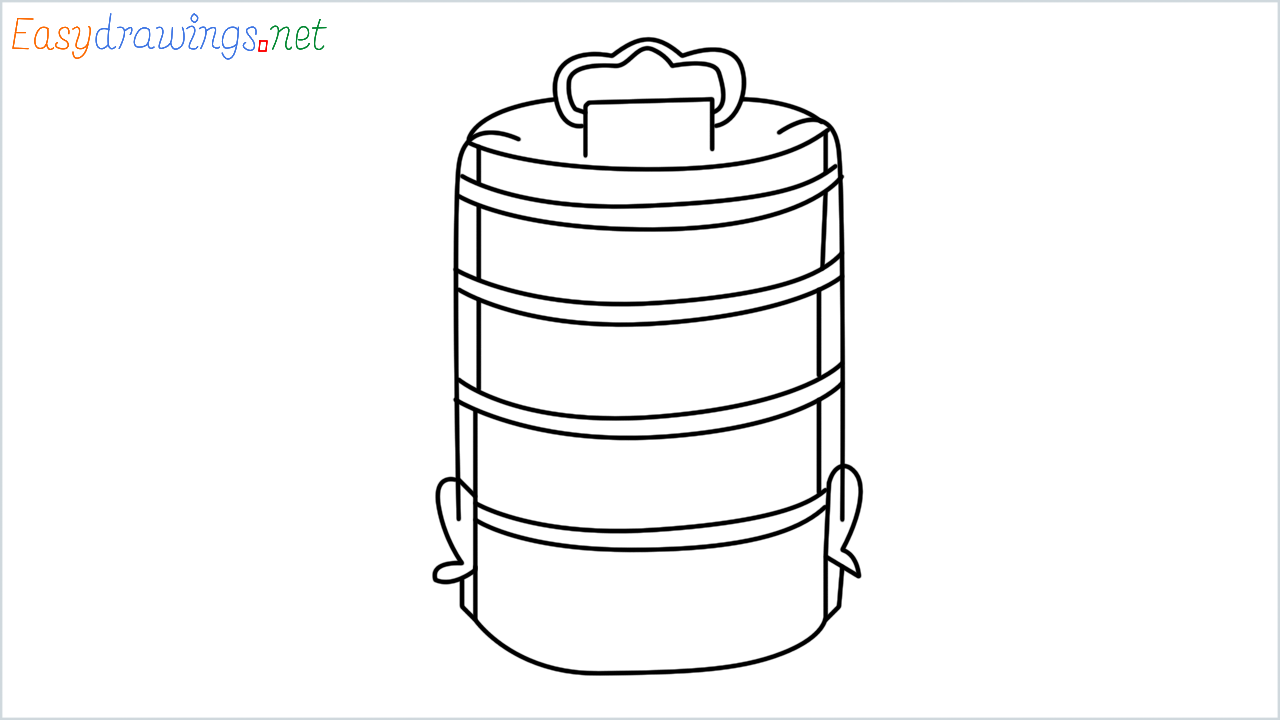 How to draw Tiffin carrier step by step for beginners