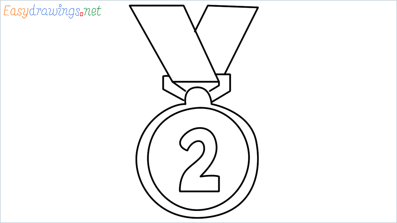 How to draw 2nd place medal step by step