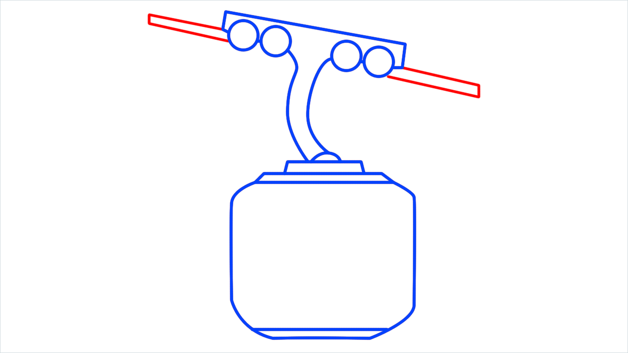 How to draw aerial tramway step (5)