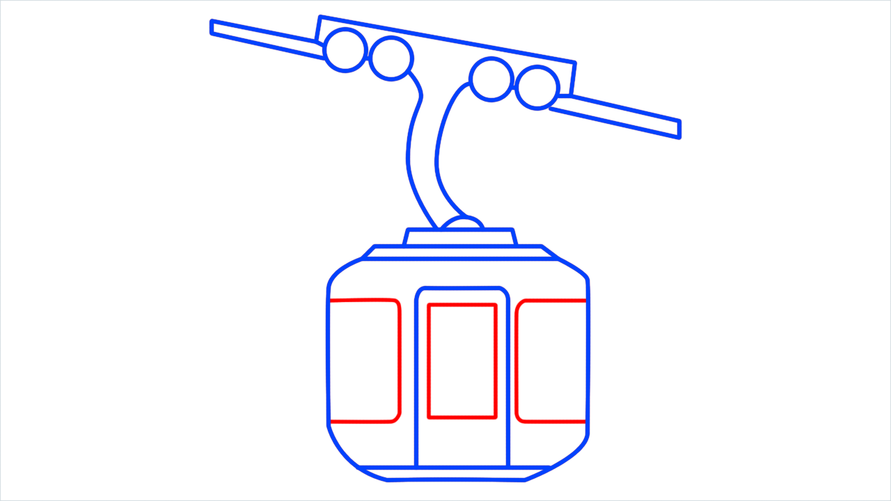 How to draw aerial tramway step (7)