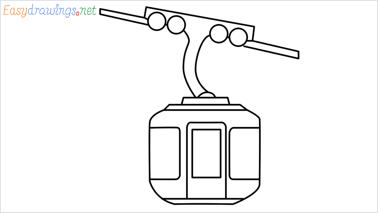 How to draw aerial tramway step by step