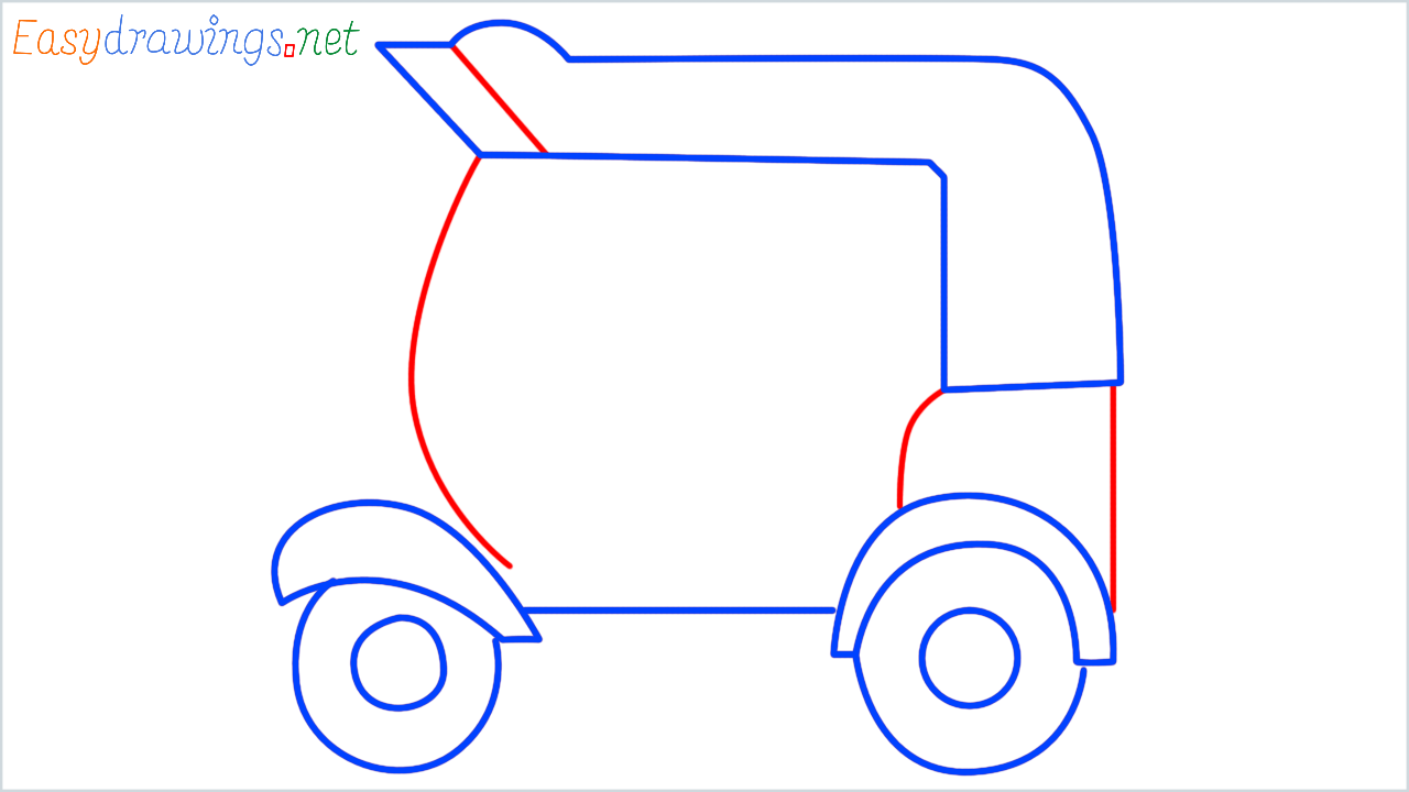 How to draw auto rickshaw step (5)