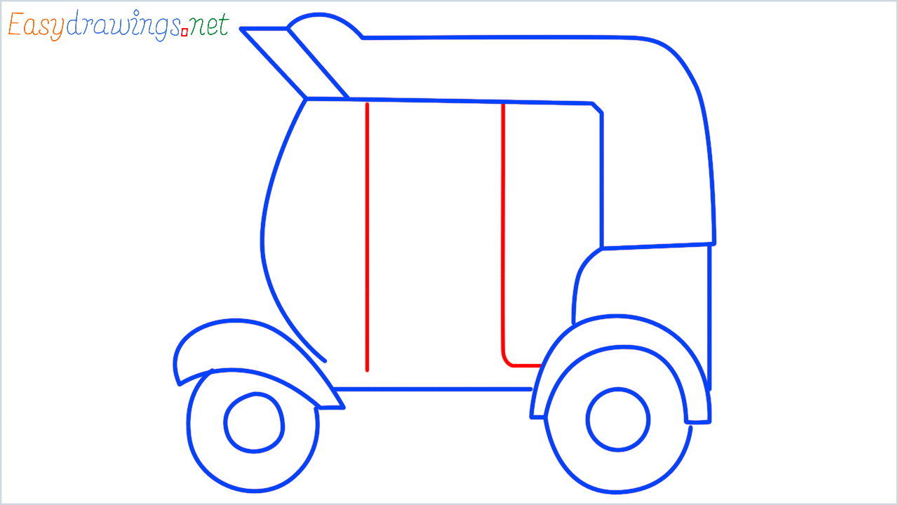 How to draw auto rickshaw step (6)