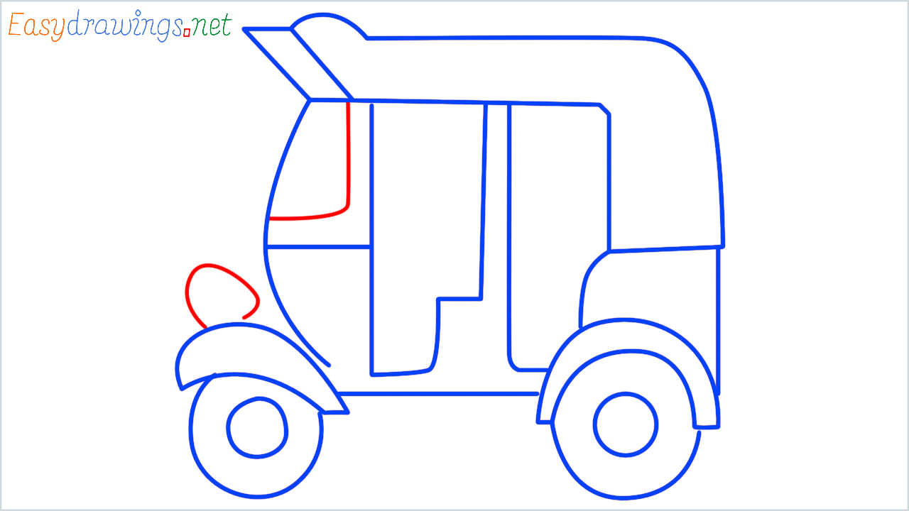 How to draw auto rickshaw step (8)