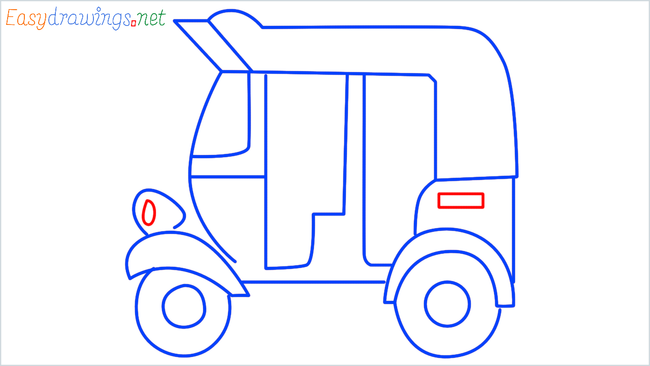 How to draw auto rickshaw step (9)