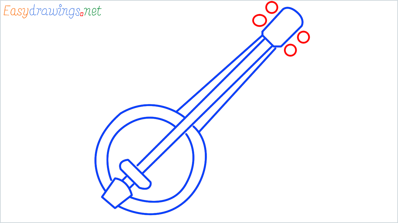 How to draw banjo step (6)