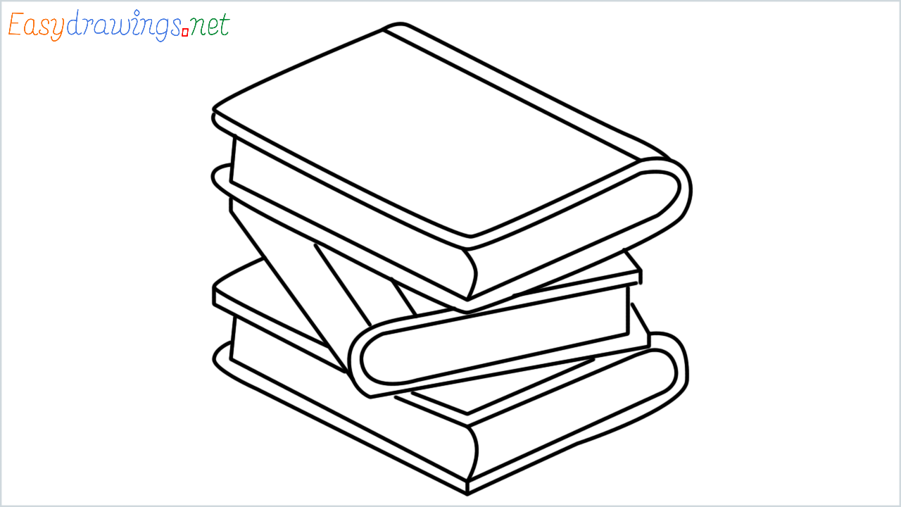 How to draw books step by step