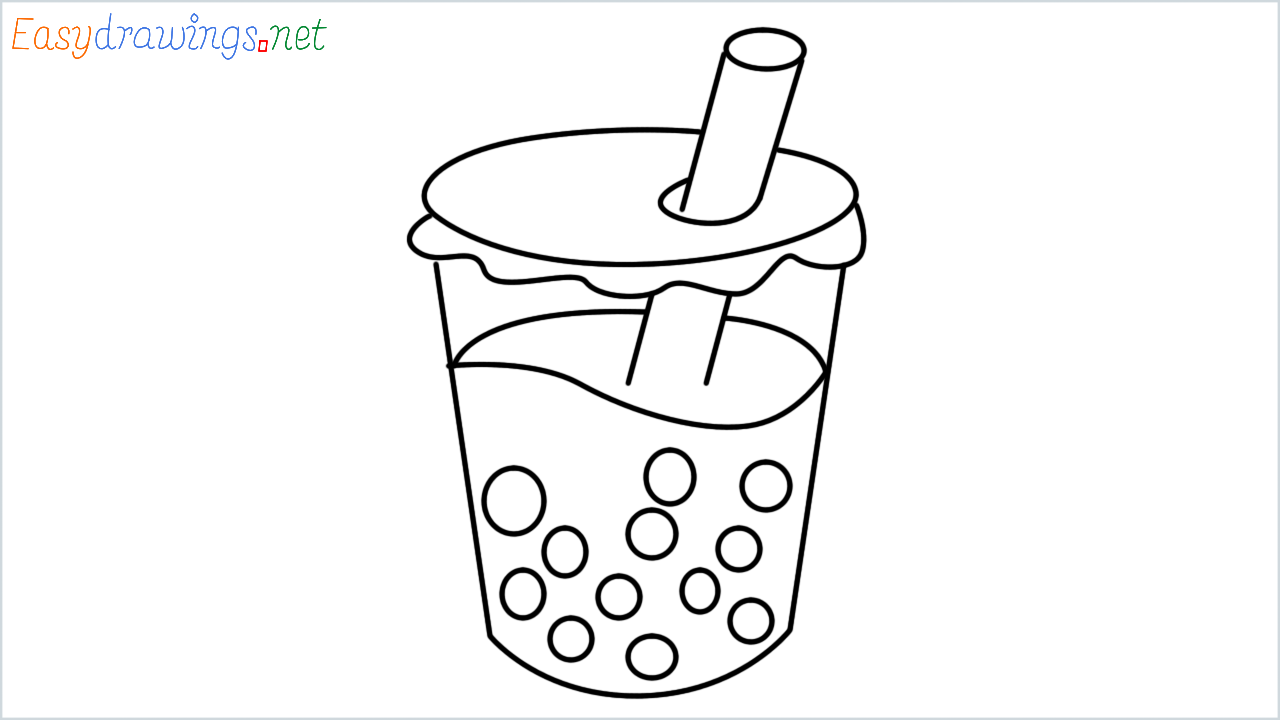 How to draw bubble tea step by step