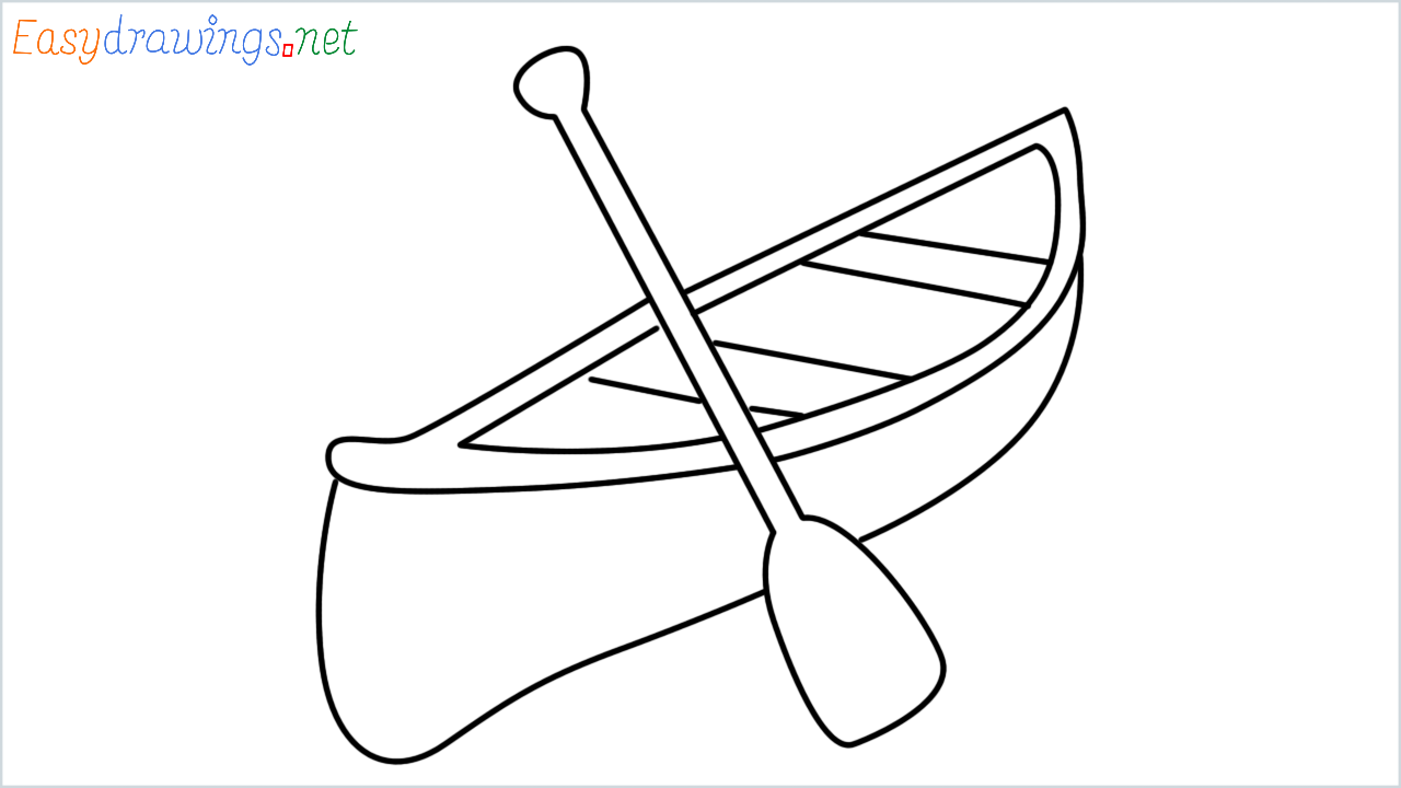 How to draw canoe step by step