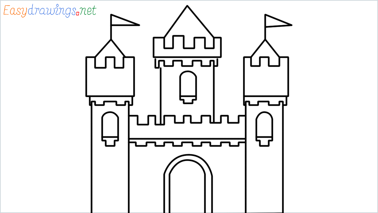 How to draw castle step by step