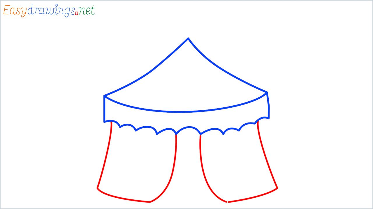 How to draw circus tent step (4)