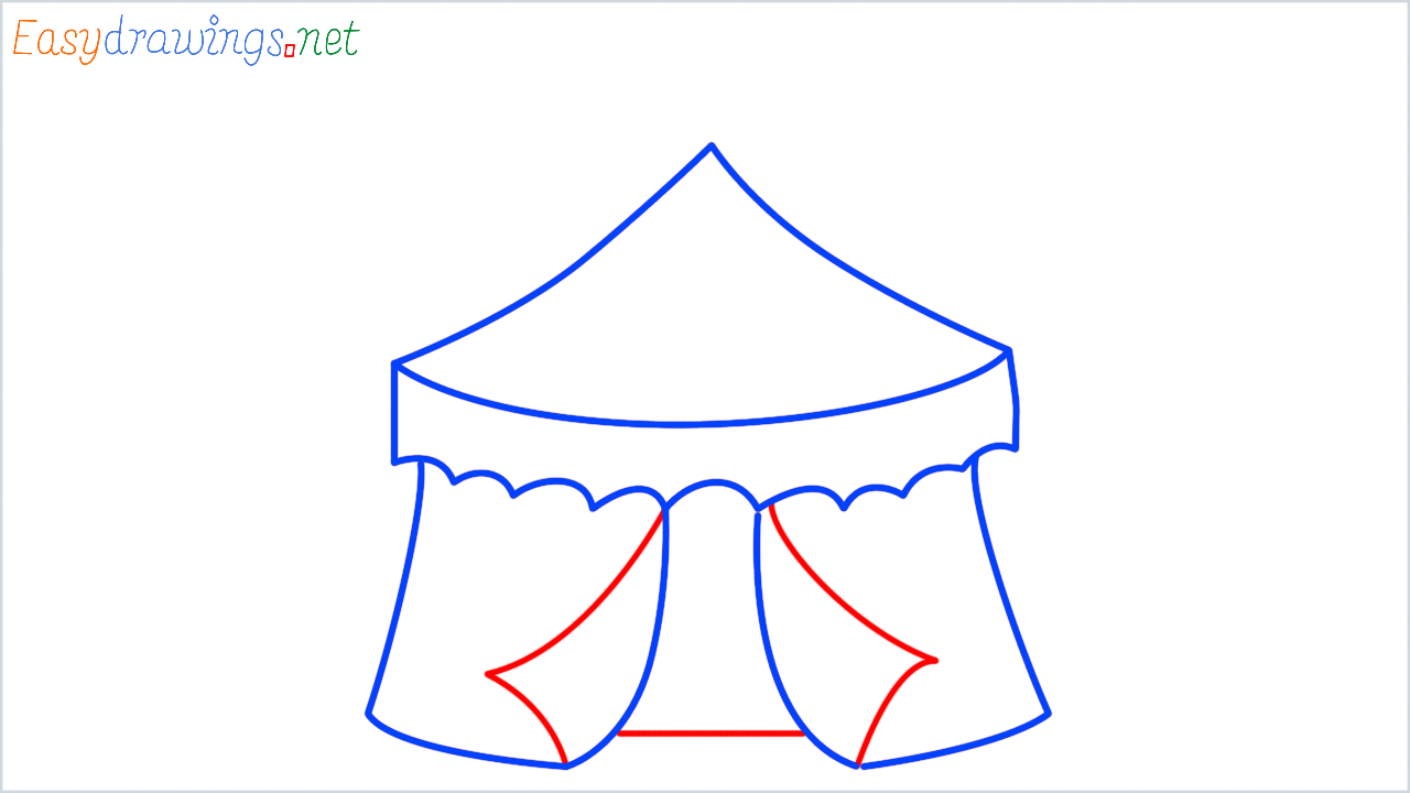 How to draw circus tent step (5)