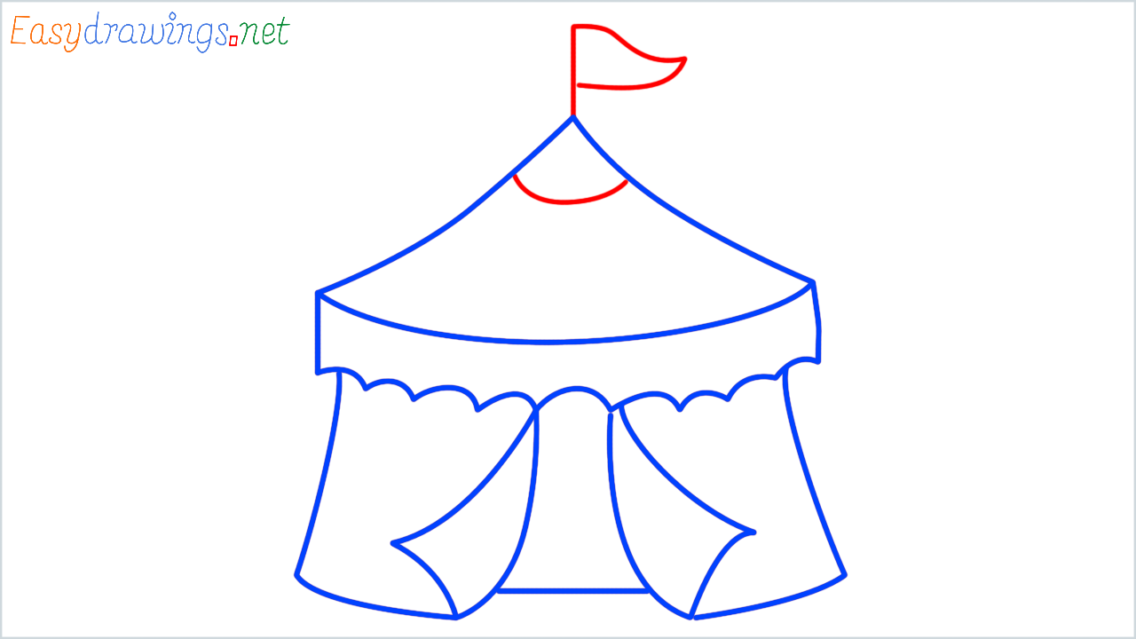How to draw circus tent step (6)