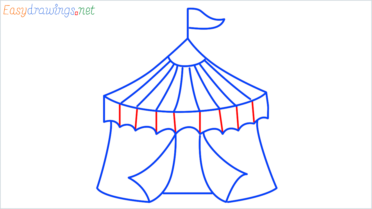 How to draw circus tent step (8)