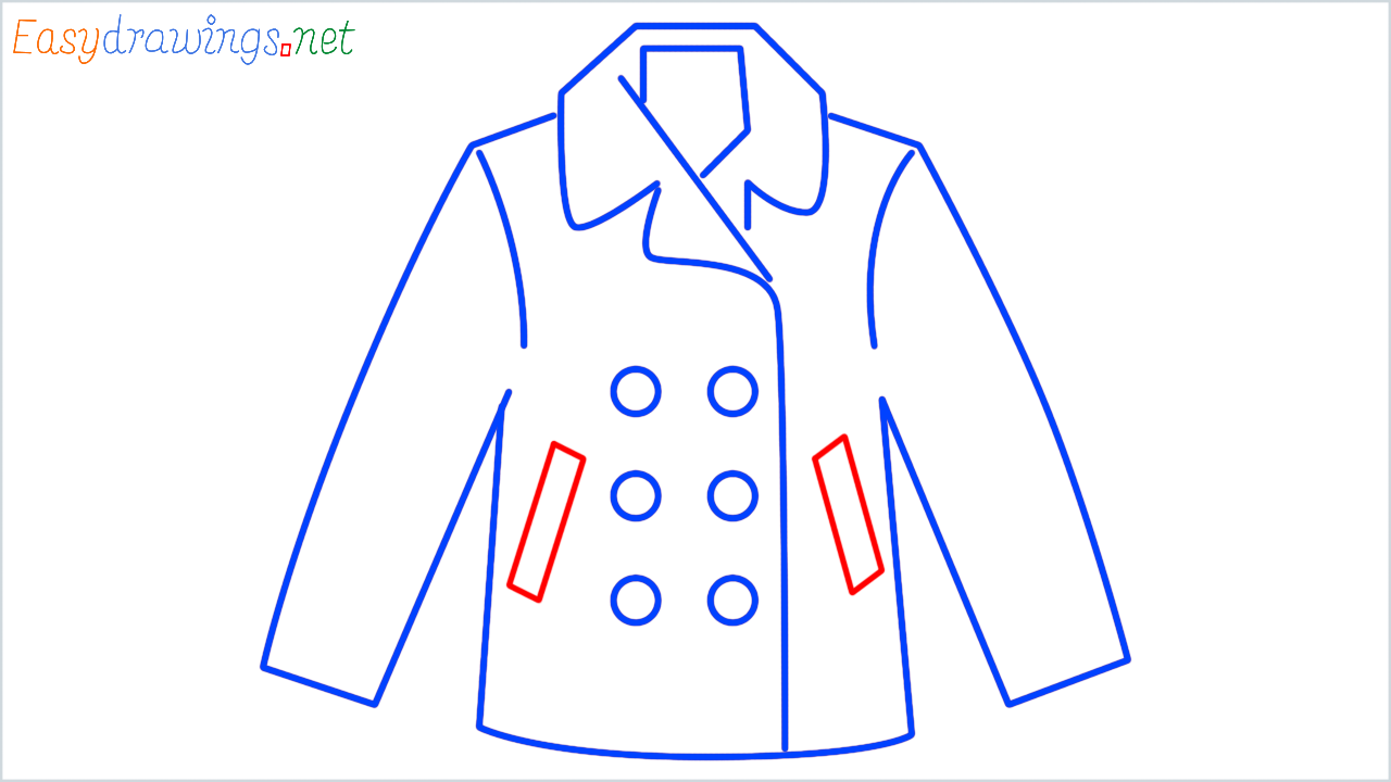 How to draw coat step (10)