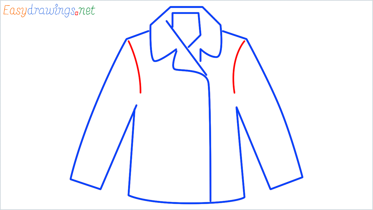 How to draw coat step (8)