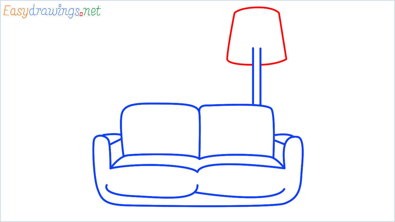 How to draw couch and lamp step (8)
