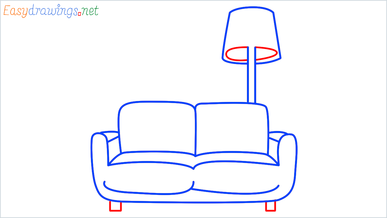 How to draw couch and lamp step (9)