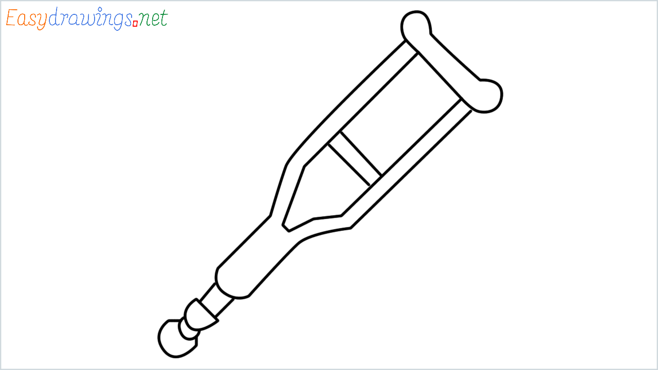 How to draw crutch step by step
