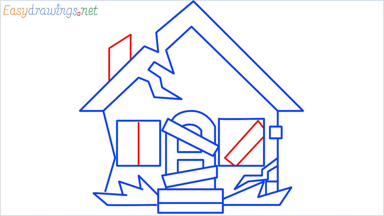How to draw derelict house step (10)