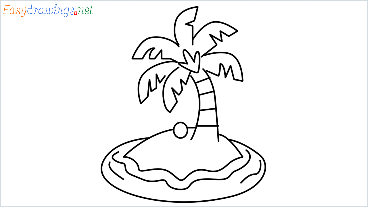 How to draw desert island step by step