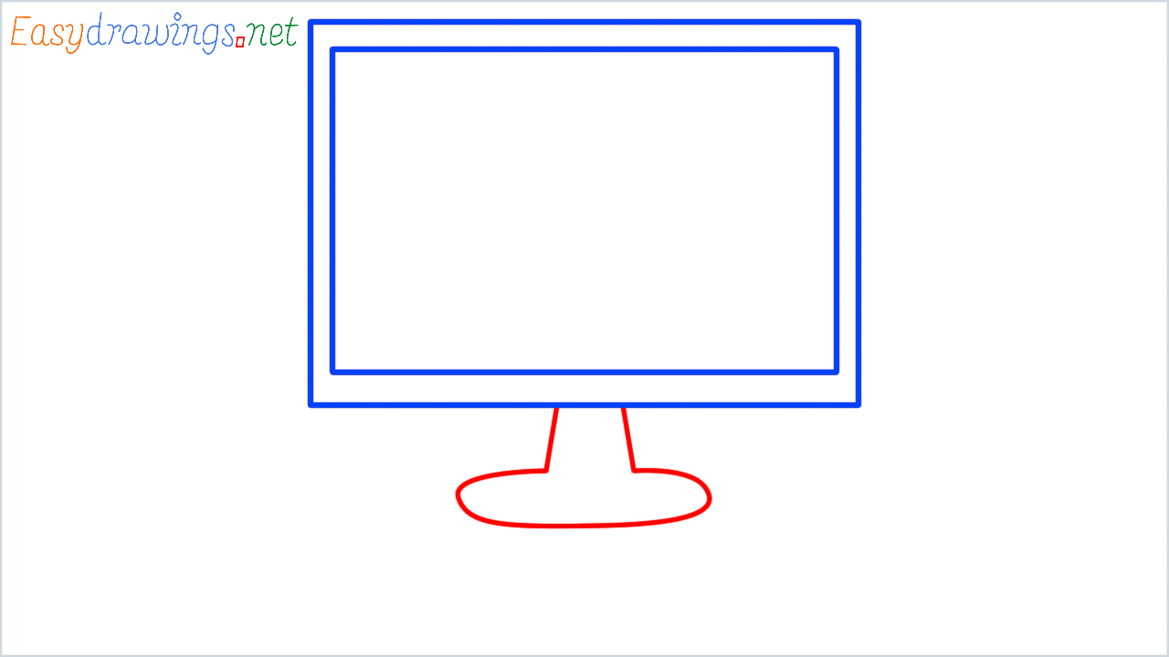 How to draw desktop computer step (3)