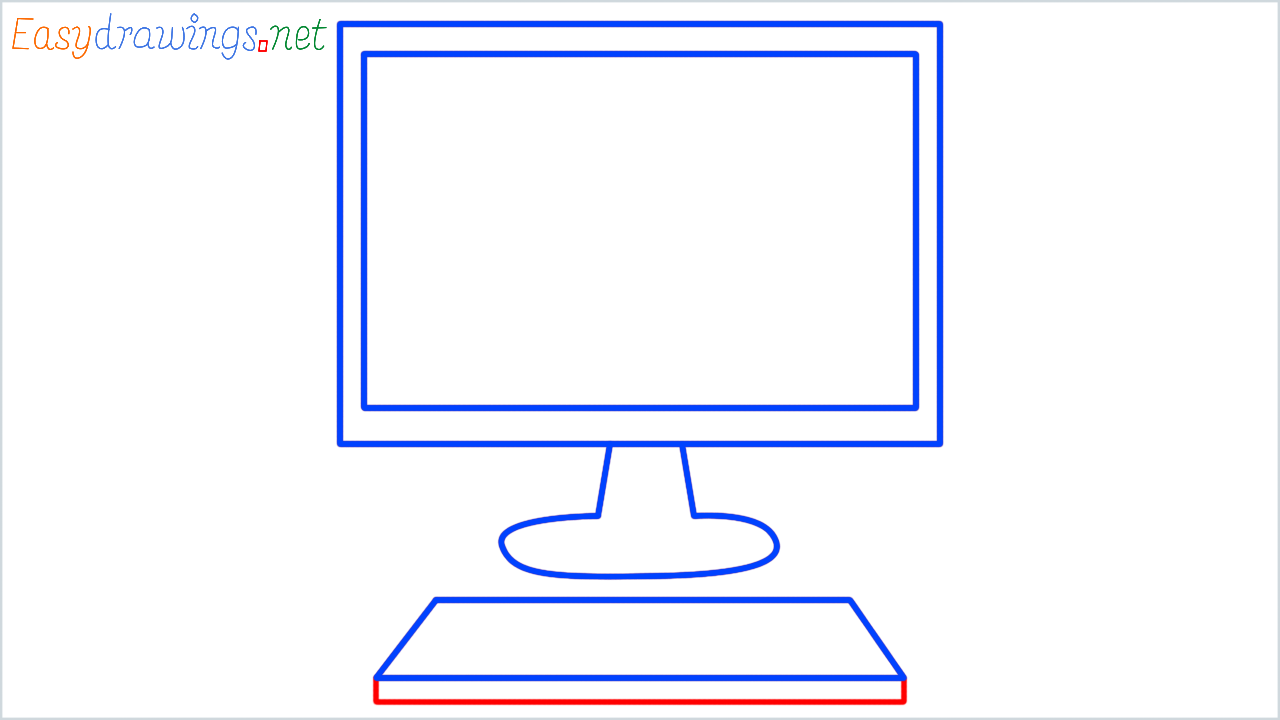 How to draw desktop computer step (5)