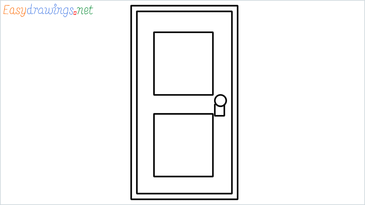 How to draw door step by step