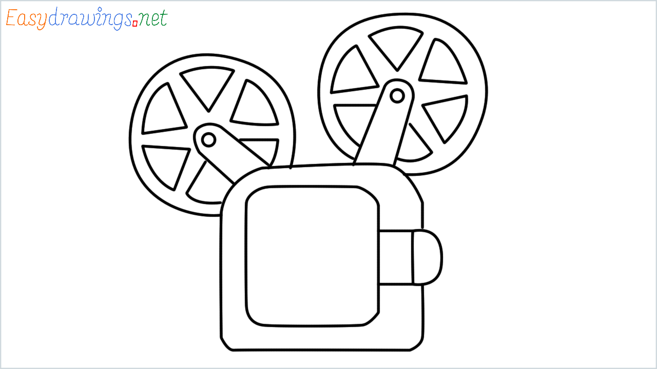 How to draw film projector step by step