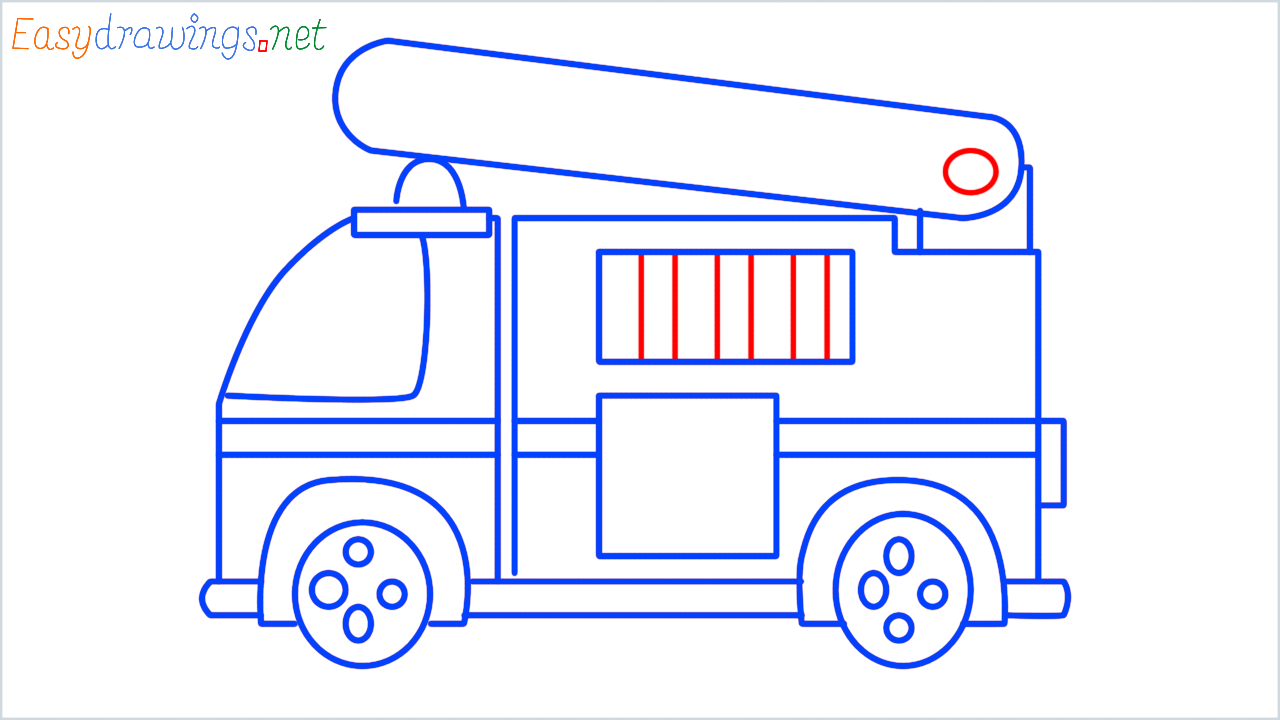 How to draw fire engine step (11)