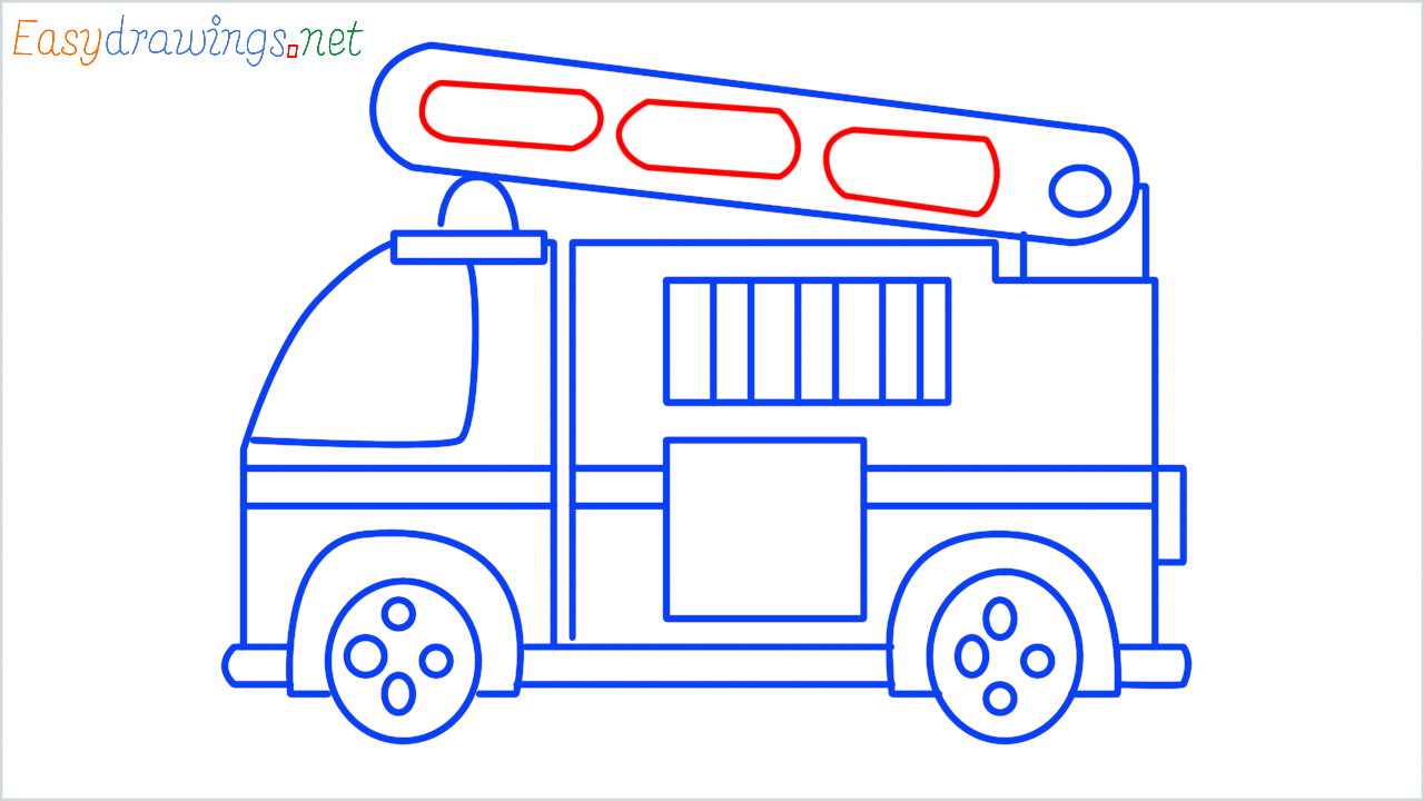 How to draw fire engine step (12)