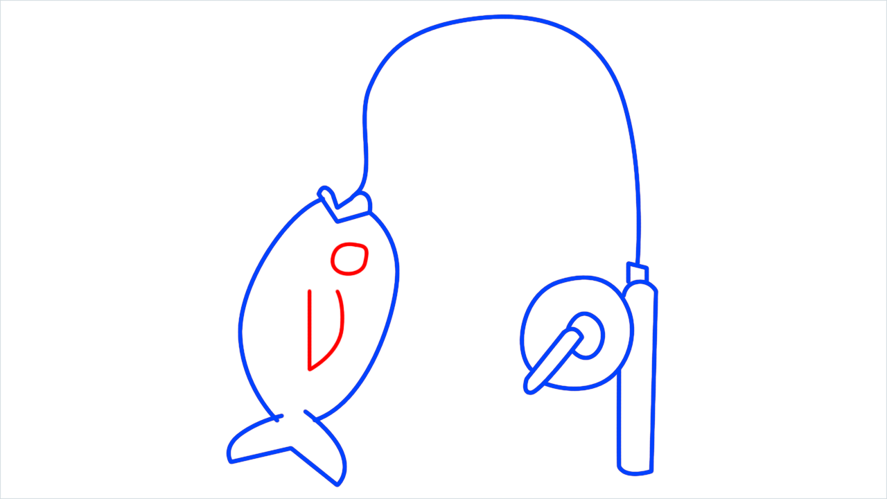 How to draw fishing pole step (8)