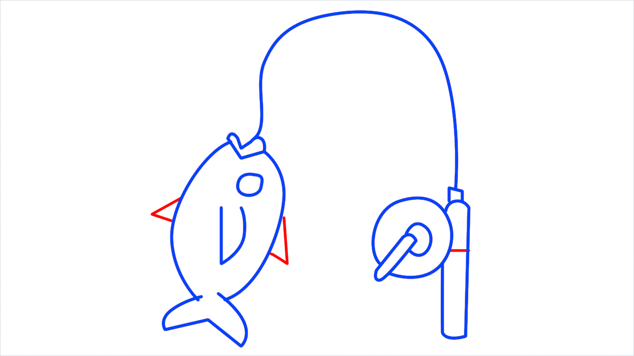 How to draw fishing pole step (9)
