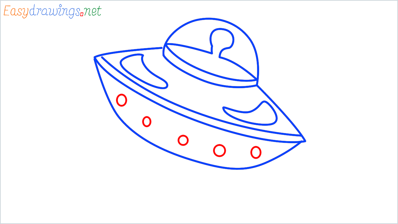 How to draw flying saucer step (7)
