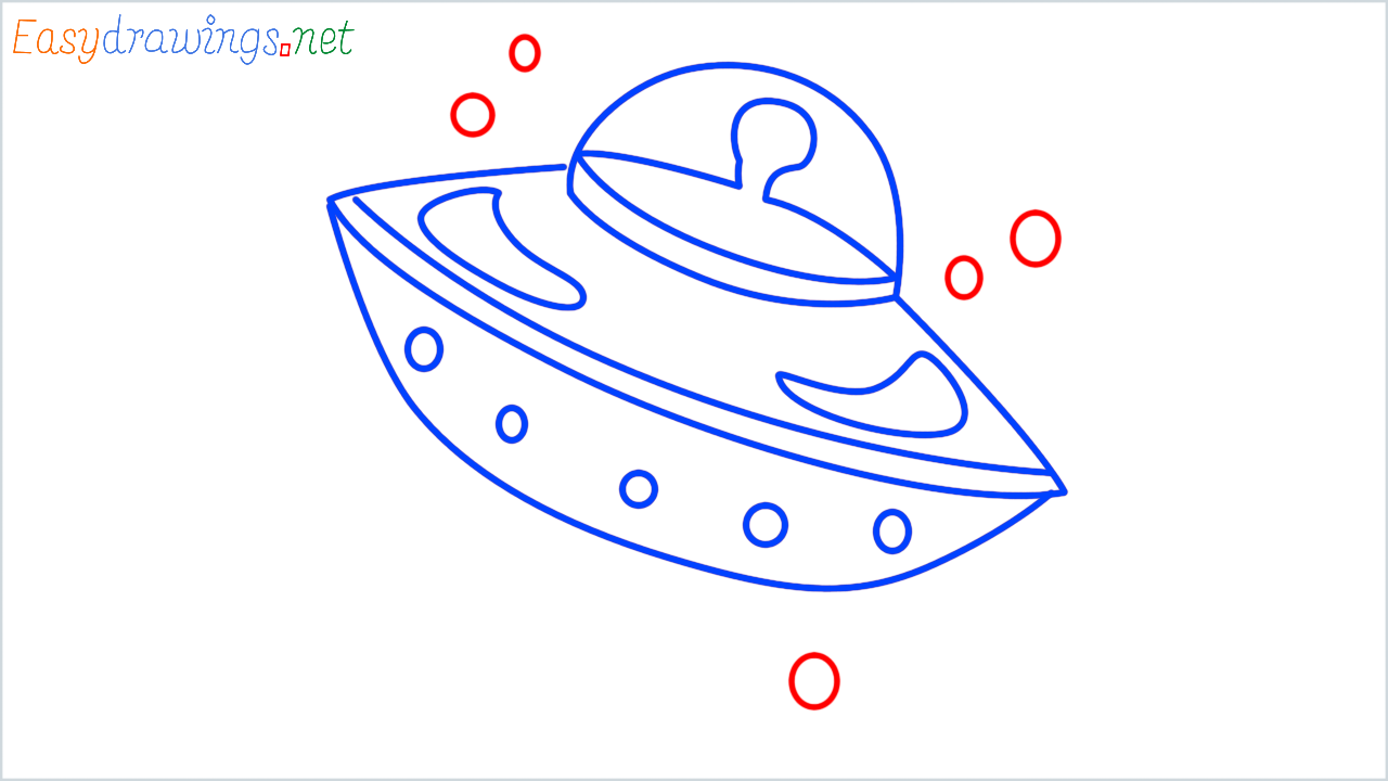 How to draw flying saucer step (8)