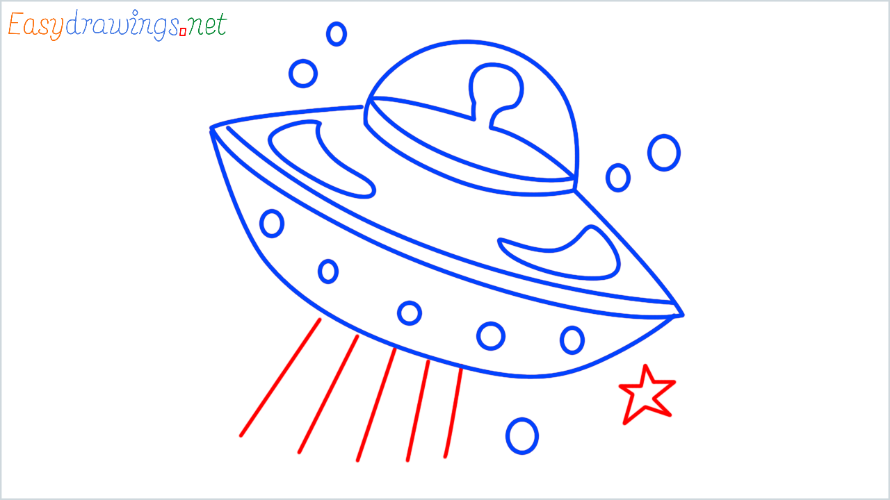 How to draw flying saucer step (9)