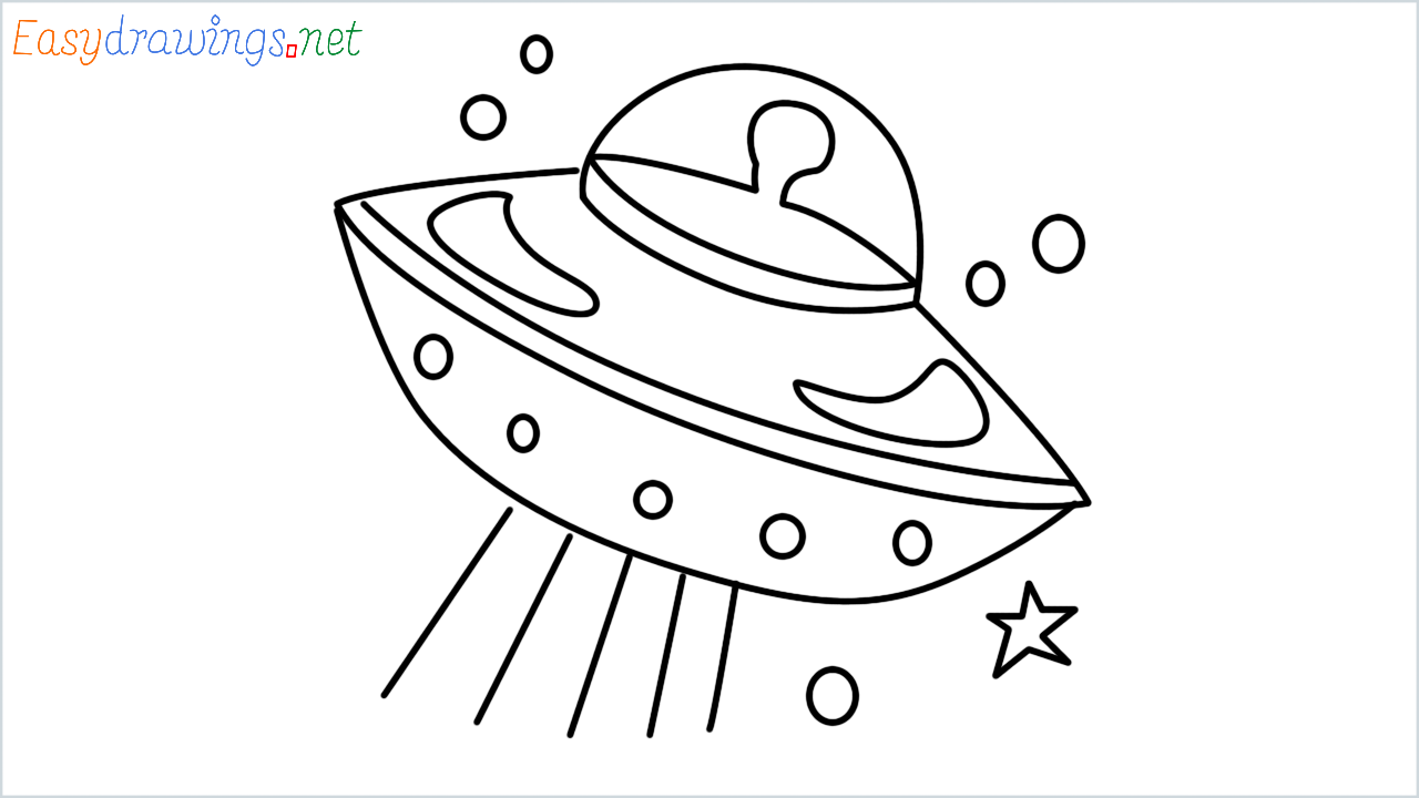 How to draw flying saucer step by step