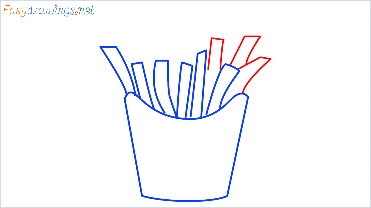 How to draw french fries step (4)