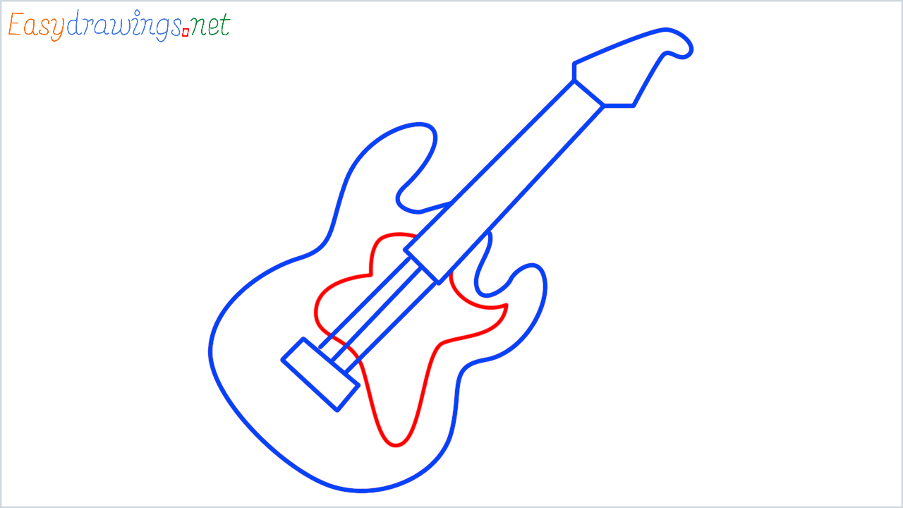 How to draw guitar step (6)
