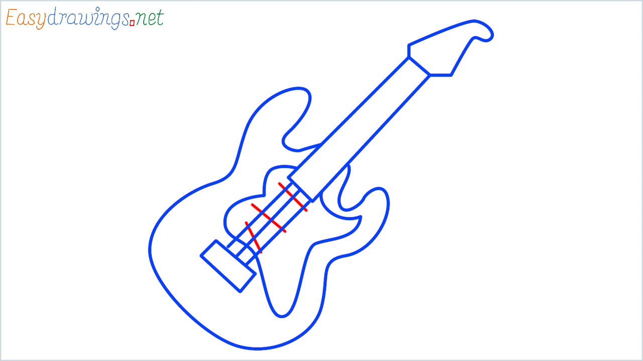 How to draw guitar step (7)
