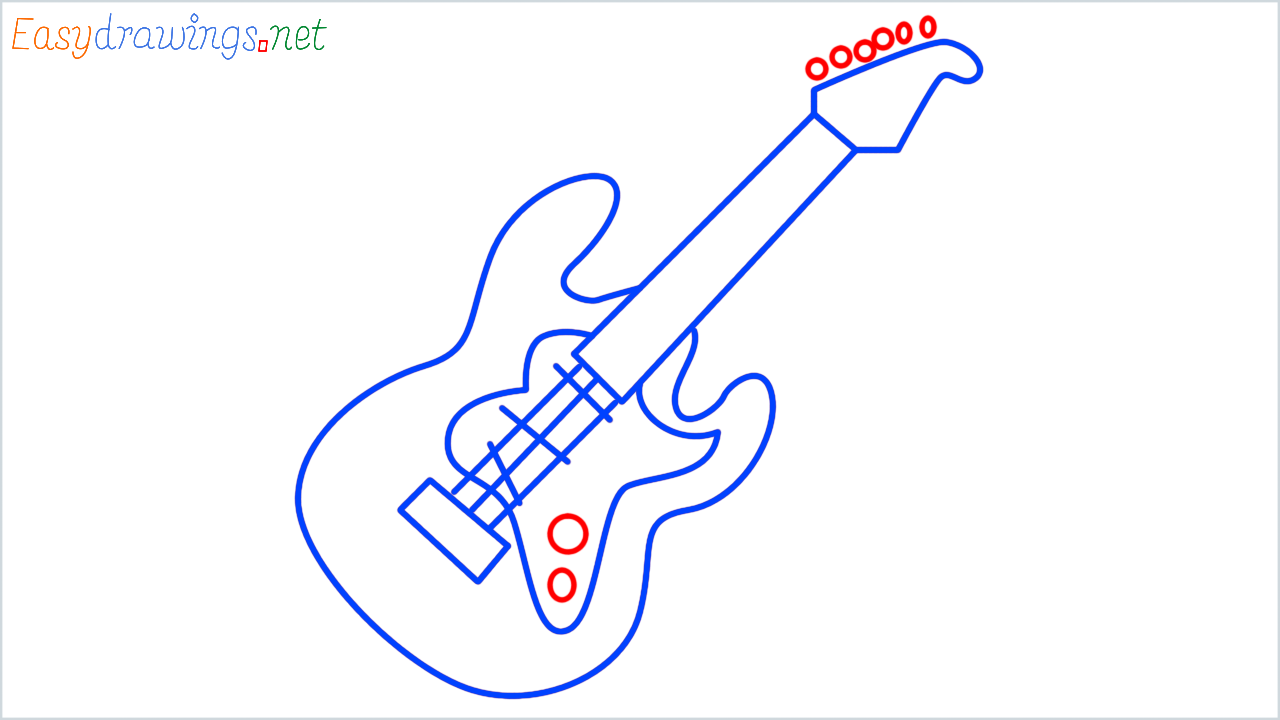 How to draw guitar step (8)